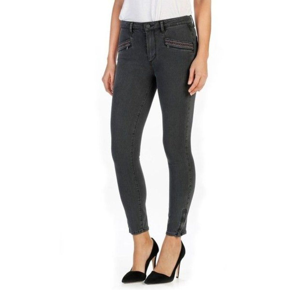 Paige Melita Grey Embroidery Jeans